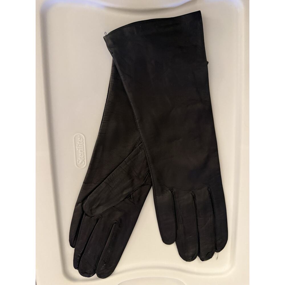VTG made In Italy Leather Gloves Dark Navy Blue Black 7